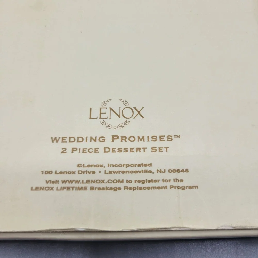 Lenox Wedding Promises 2 Piece Dessert Set Knife Server Silver Handles w/ Hearts